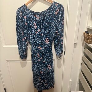 Boden Blue and Pink Geometric Midi Dress